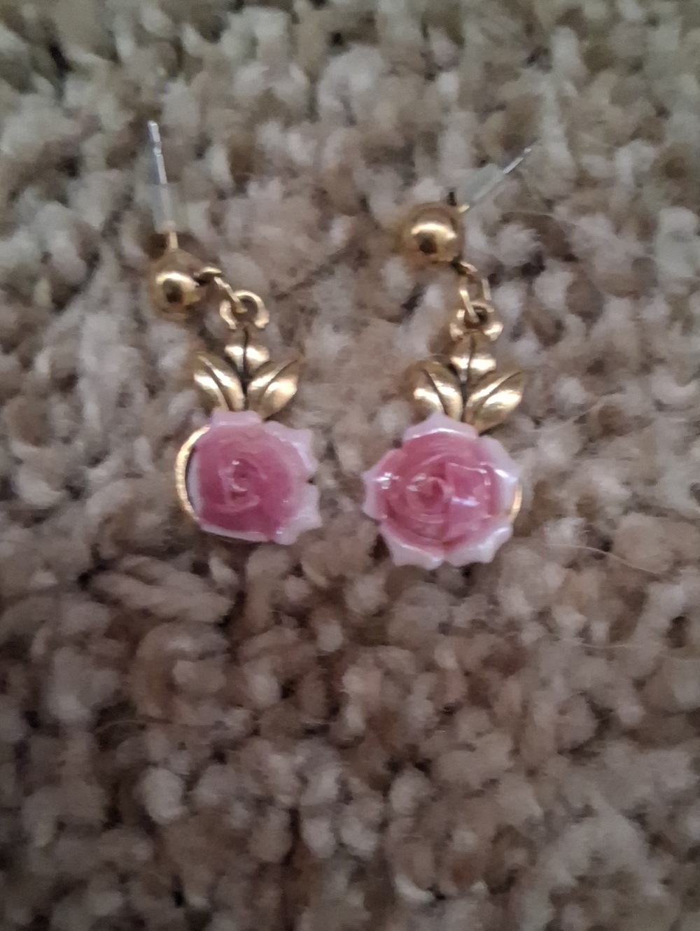 1928 Vintage Porcelain rose earrings